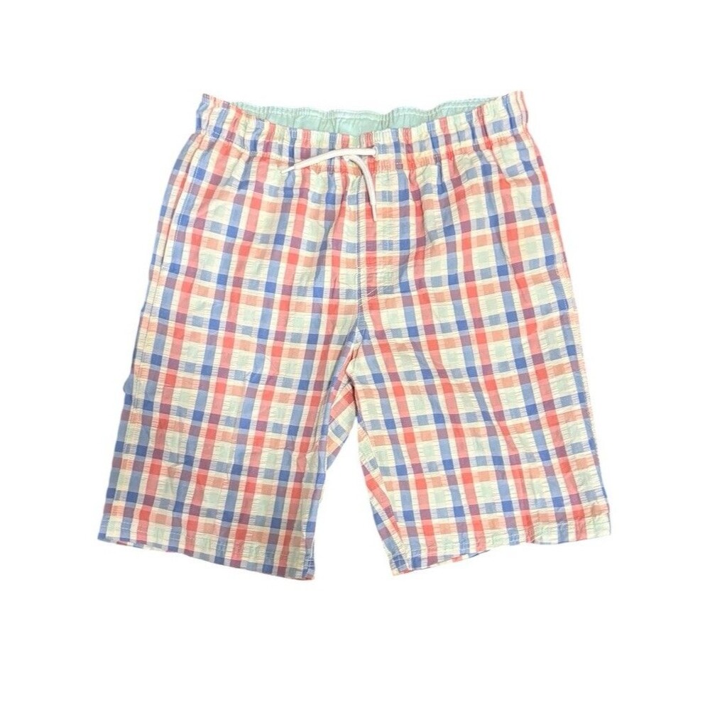 Cat & Jack Boy's Lined Blue Pink Plaid Swim Suit Trunks - Size XL (16)